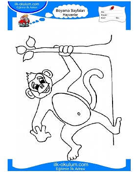 Çocuklar İçin Maymun Boyama Sayfaları 